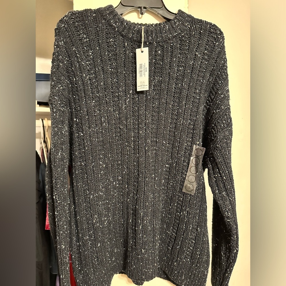 Natural Reflections Black/Tan Chunky Crew Neck Sweater NWT